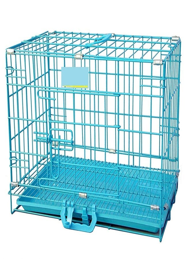 Pups&Pets Dog Cage Single Door Heavy Duty Folding Metal Kennel. (18 Inch For-Rabbit & Cats),Blue - Image 2